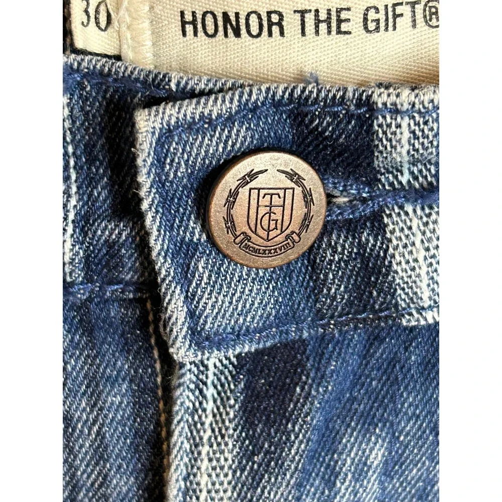 Honor The Gift Mens Striped Denim Pants Blue Mixed Stripe Straight Leg Size 30